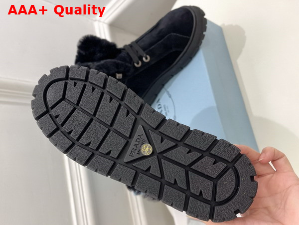 Prada Suede Lace Up Booties in Black Replica