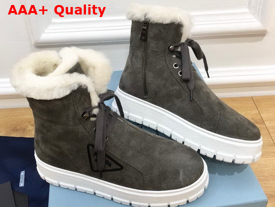 Prada Suede Lace Up Booties in Grey 1T492M Replica