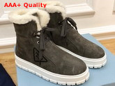 Prada Suede Lace Up Booties in Grey 1T492M Replica