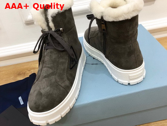 Prada Suede Lace Up Booties in Grey 1T492M Replica