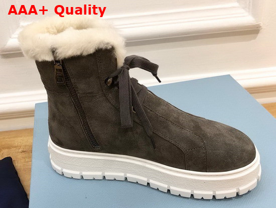 Prada Suede Lace Up Booties in Grey 1T492M Replica