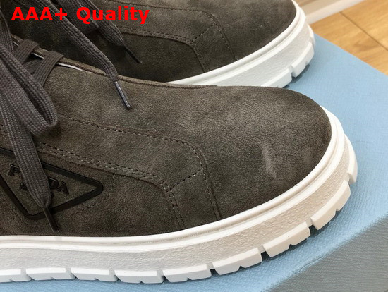 Prada Suede Lace Up Booties in Grey 1T492M Replica