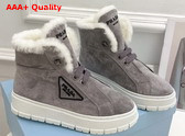 Prada Suede Lace Up Booties in Grey Replica