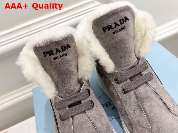 Prada Suede Lace Up Booties in Grey Replica