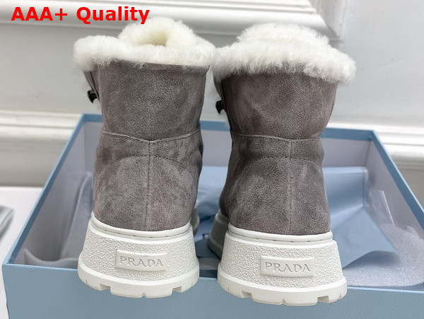 Prada Suede Lace Up Booties in Grey Replica