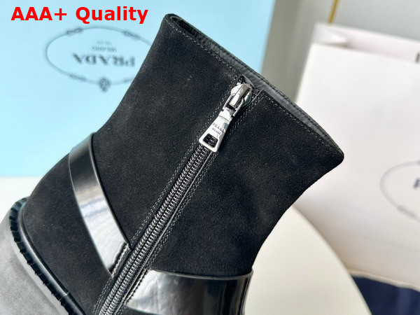 Prada Suede Leather Bootie in Black with Strap Replica