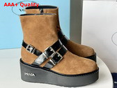 Prada Suede Leather Bootie in Ecru with Strap Replica