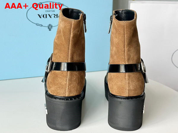 Prada Suede Leather Bootie in Ecru with Strap Replica