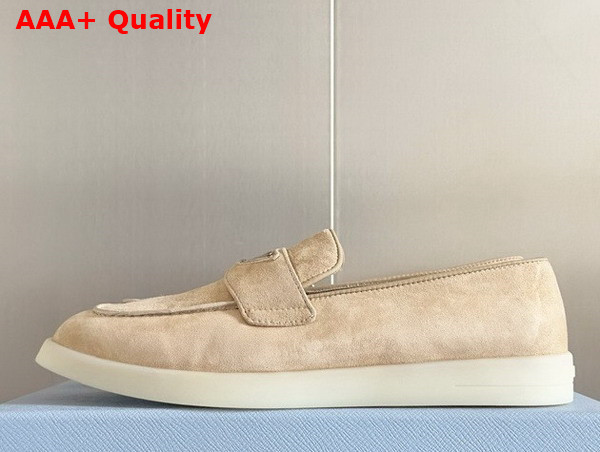 Prada Suede Leather Loafers in Beige 1D222N Replica