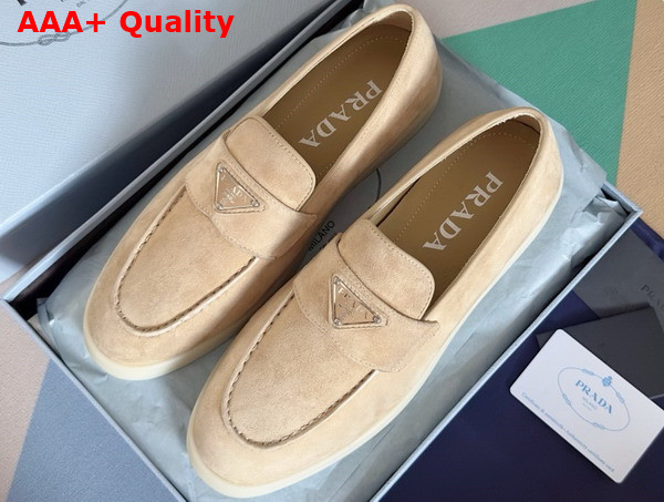 Prada Suede Leather Loafers in Beige 1D222N Replica