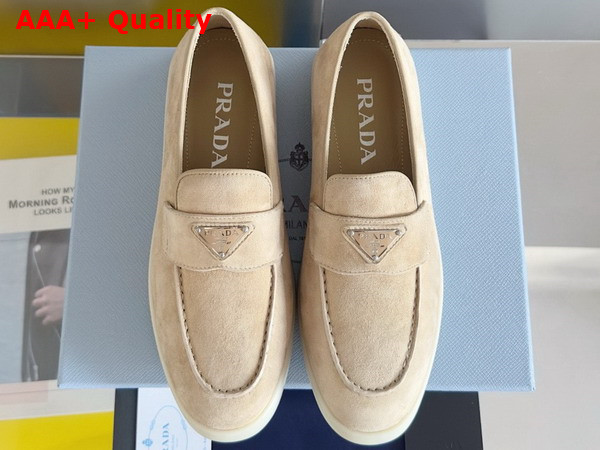 Prada Suede Leather Loafers in Beige 1D222N Replica