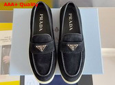 Prada Suede Leather Loafers in Black 1D222N Replica