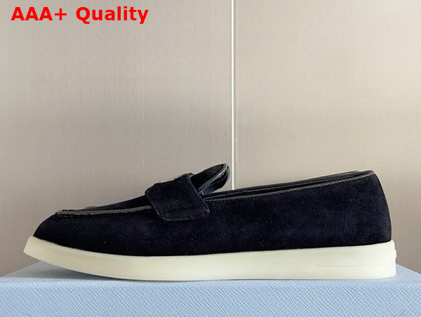 Prada Suede Leather Loafers in Black 1D222N Replica