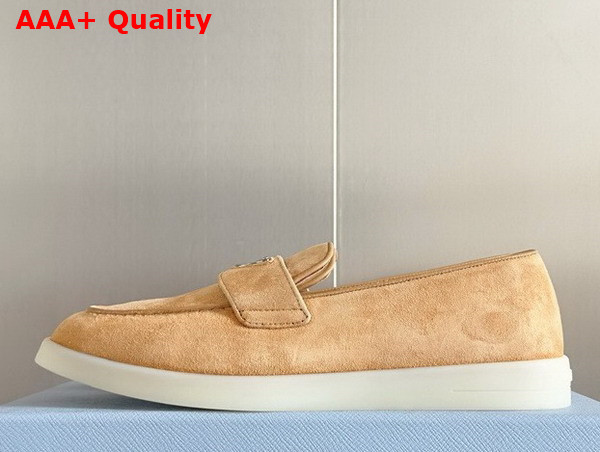 Prada Suede Leather Loafers in Ecru 1D222N Replica