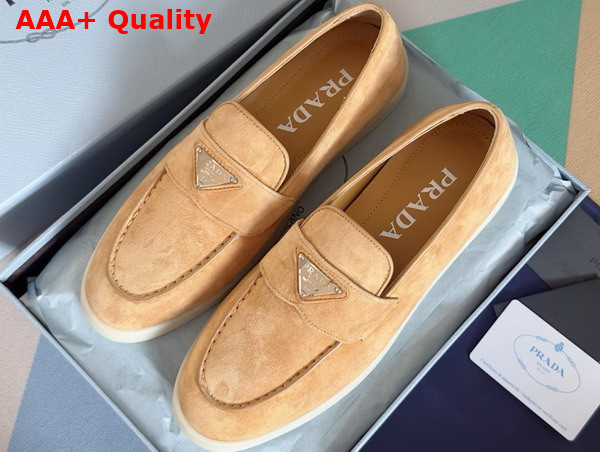 Prada Suede Leather Loafers in Ecru 1D222N Replica