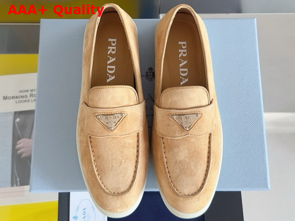 Prada Suede Leather Loafers in Ecru 1D222N Replica