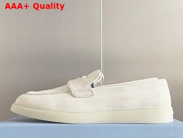 Prada Suede Leather Loafers in Ivory 1D222N Replica