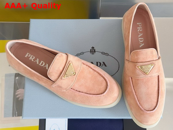 Prada Suede Leather Loafers in Pink 1D222N Replica