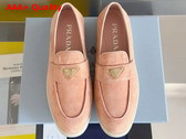 Prada Suede Leather Loafers in Pink 1D222N Replica