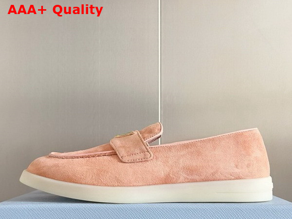 Prada Suede Leather Loafers in Pink 1D222N Replica