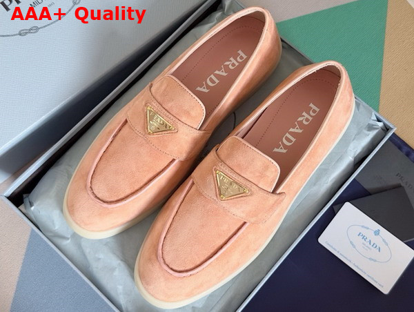 Prada Suede Leather Loafers in Pink 1D222N Replica