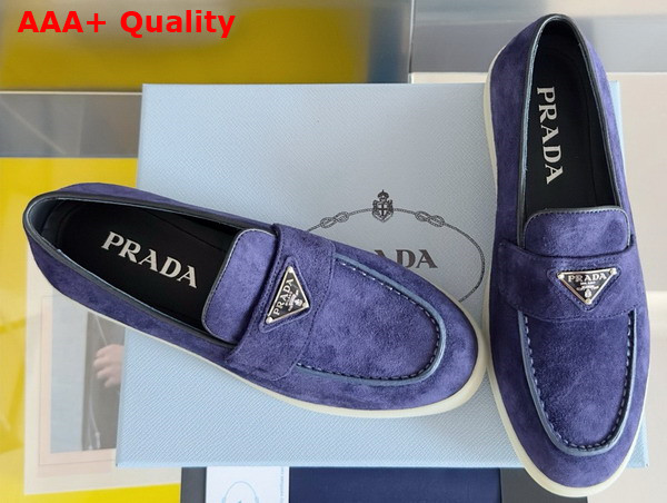 Prada Suede Leather Loafers in Purple 1D222N Replica