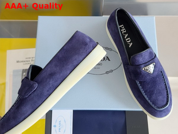 Prada Suede Leather Loafers in Purple 1D222N Replica