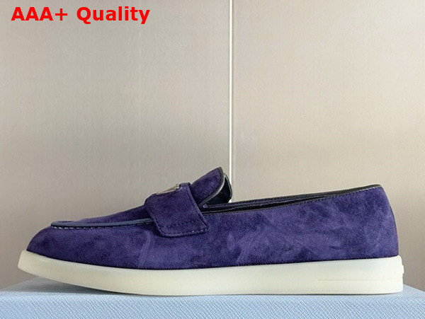 Prada Suede Leather Loafers in Purple 1D222N Replica