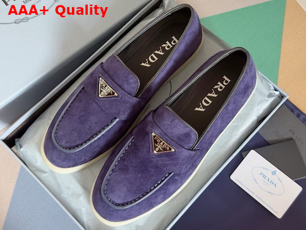 Prada Suede Leather Loafers in Purple 1D222N Replica