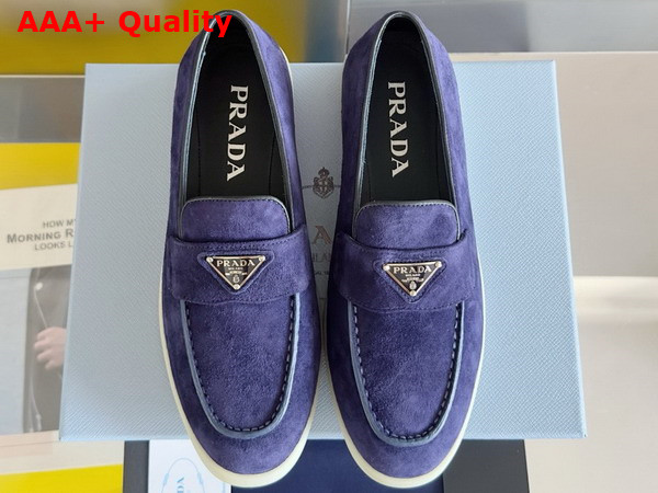 Prada Suede Leather Loafers in Purple 1D222N Replica