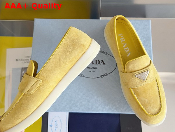 Prada Suede Leather Loafers in Yellow 1D222N Replica