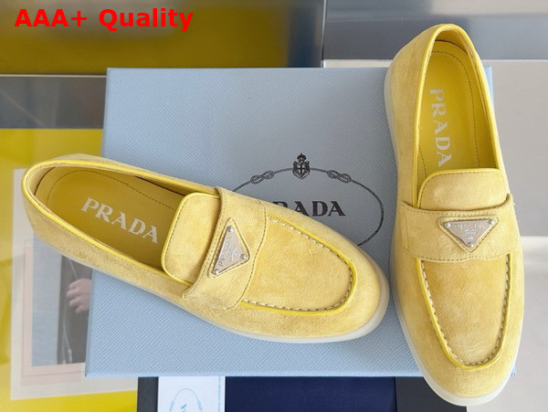 Prada Suede Leather Loafers in Yellow 1D222N Replica