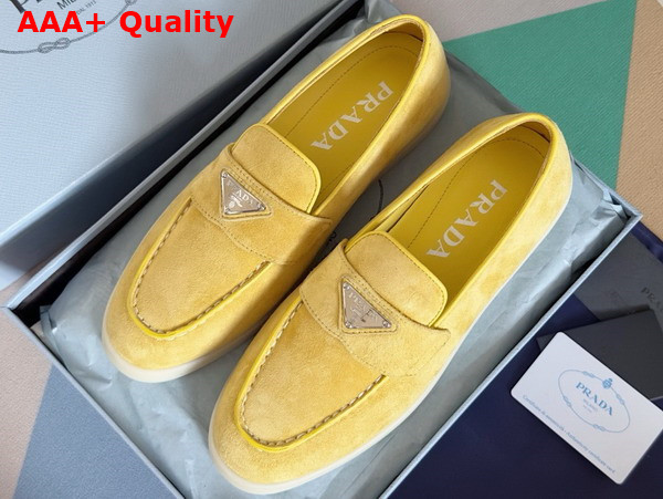 Prada Suede Leather Loafers in Yellow 1D222N Replica