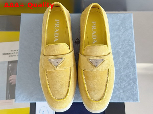 Prada Suede Leather Loafers in Yellow 1D222N Replica