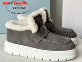 Prada Suede Loafer Booties in Grey 1D245N Replica