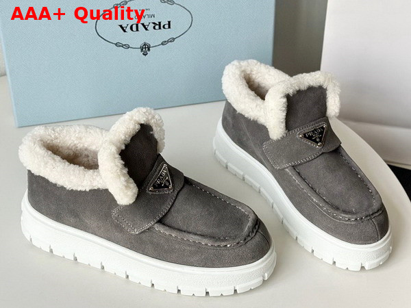 Prada Suede Loafer Booties in Grey 1D245N Replica