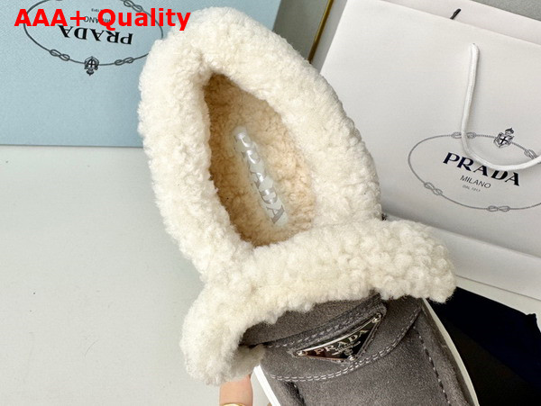 Prada Suede Loafer Booties in Grey 1D245N Replica