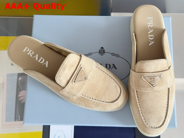 Prada Suede Mules in Beige 1D270N Replica