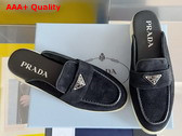 Prada Suede Mules in Black 1D270N Replica