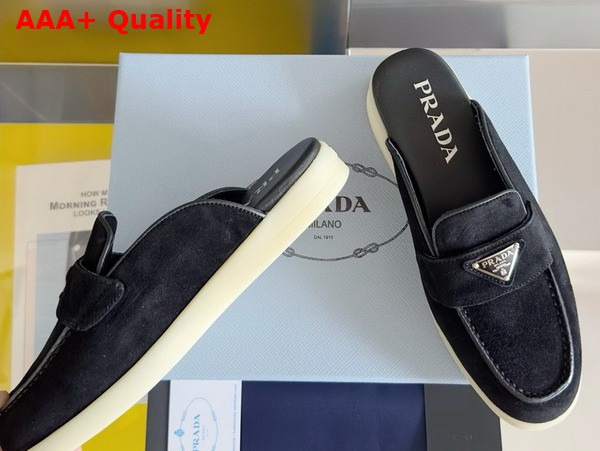 Prada Suede Mules in Black 1D270N Replica