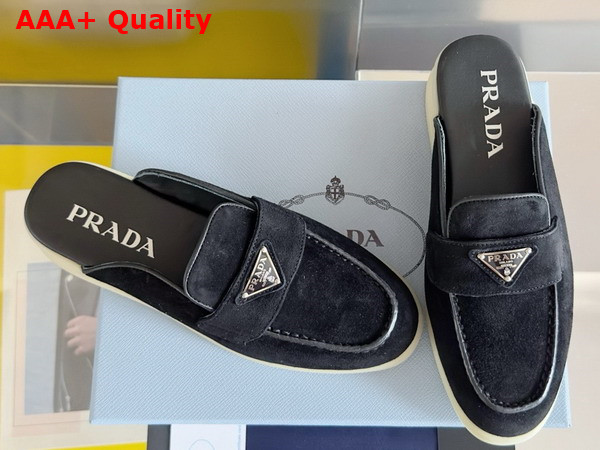 Prada Suede Mules in Black 1D270N Replica