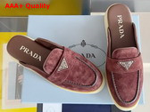 Prada Suede Mules in Burgundy 1D270N Replica