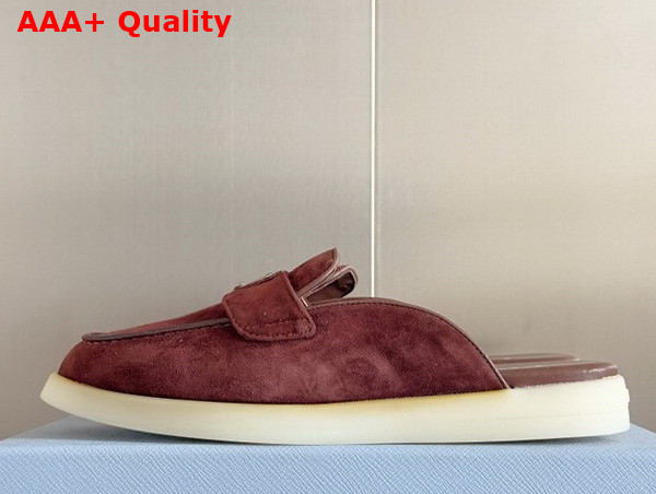 Prada Suede Mules in Burgundy 1D270N Replica