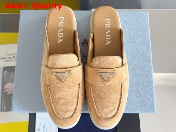 Prada Suede Mules in Ecru 1D270N Replica