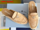 Prada Suede Mules in Ecru 1D270N Replica