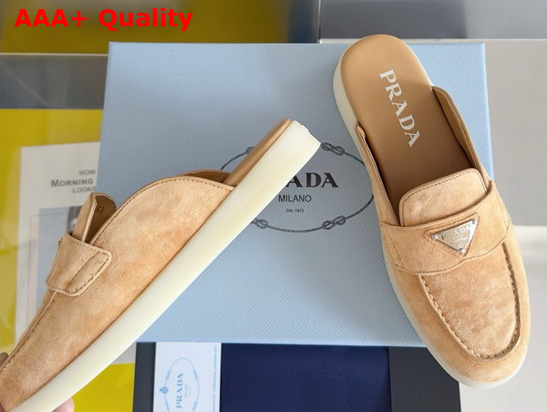 Prada Suede Mules in Ecru 1D270N Replica