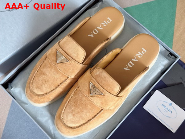 Prada Suede Mules in Ecru 1D270N Replica