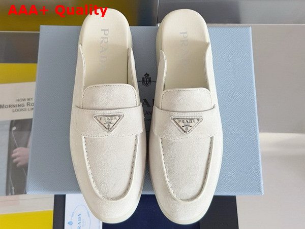 Prada Suede Mules in Ivory 1D270N Replica