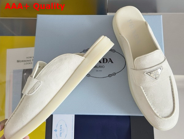 Prada Suede Mules in Ivory 1D270N Replica