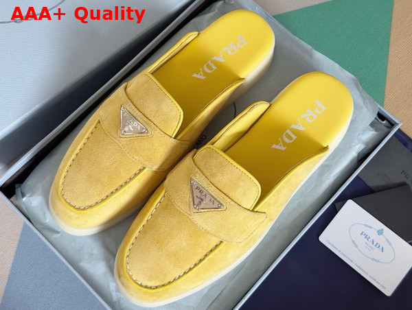 Prada Suede Mules in Yellow 1D270N Replica